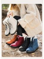 Botas de nieve cálidas antideslizantes para mujer, botines impermeables al aire libre, zapatos de senderismo de piel, zapatillas de felpa con cordones, Invierno - details 1