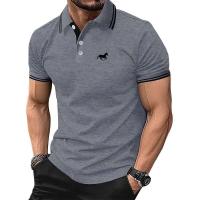 Ropa de hombre 100% poliéster, moda de verano de manga corta de secado rápido, polo ajustado de color sólido, camiseta estampada - details 1