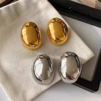 Pendientes de Metal con forma de gota de agua para mujer y niña, aretes ovalados brillantes, Color dorado y plateado, a la moda - details 1