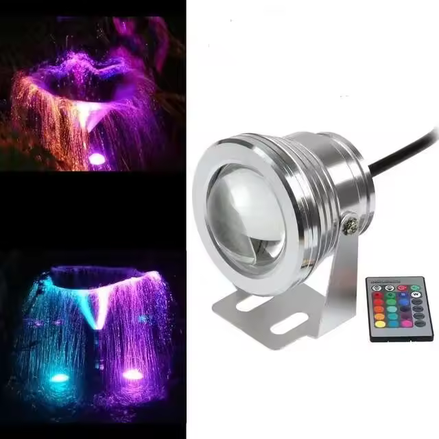 RGB 10W 12V LED bajo el agua 16 colores impermeable IP67 fuente iluminación de luz de piscina - 1