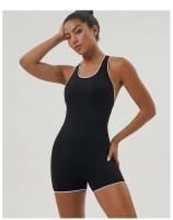 Mono de Yoga ajustado para levantamiento de cadera, diseño atlético de colores contrastantes, mono sin espalda para trabajo, ropa de Yoga de secado rápido con almohadillas para sujetador - details 11