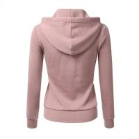 Sudadera con capucha de manga larga para mujer, abrigo deportivo informal con bolsillos y cremallera, Color sólido, otoño - details 7
