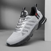 CLOHOO Zapatillas de deporte de punto transpirables para hombre con suela MD acolchada gruesa: comodidad para todas las estaciones, detalles en verde neón/negro, tracción duradera para deportes y uso casual, calzado cómodo, diseño de zapato elegante, - details 5