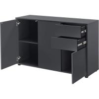 74 x 117 x 36 cm - con 2 Cajones y 3 Puertas - Organizador de Oficina - Aparador - Cajonera Multiusos - Mueble Auxiliar - Efecto Roble Oscuro - Negro - details 8