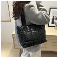 Moda señoras Tote bolsos de gran capacidad de algodón acolchado bolsa de compras rombo bolso portátil acolchado sólido para viajes de ocio - details 38