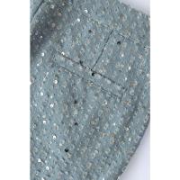 Conjunto de Denim con Lentejuelas BKQU Pantalones de Pierna Ancha y Top de Tanque con Corset sin Correas para Mujeres Outfit de Fiesta de Lujo para Clubes - details 16