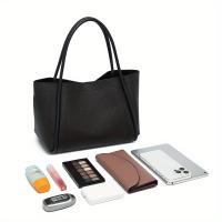 INS Bolso de mano suave retro elegante de inspiración coreana para mujer - Correa de hombro ajustable, cierre magnético, bolso espacioso para el trabajo, compras, regalo del día de la madre (marrón claro/rojo/negro), bolso vintage, accesorio sofisticado - details 10