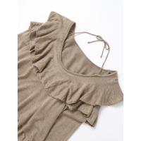 OUWU- Y2k Suéter Para Mujer, Jerséis Cortos De Color Caqui, Top De Punto De Manga Larga, Prendas De Punto Con Volantes, Prendas De Vestir Exteriores Elegantes, Ropa Para Mujer - details 2
