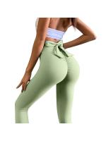 Pantalones de yoga nude sin costuras para mujer, ropa de fitness y deportes, lifting de cadera, melocotón, pajarita, sólido - details 3