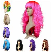 Espectáculo de escenario divertido carnaval peluca larga vestir rosa Cosplay fiesta pelo rizado negro transpirable señora peluca de color fiesta de cumpleaños - details 0