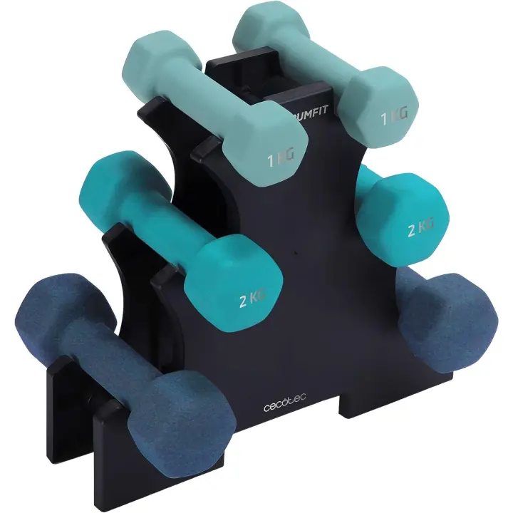 Set de Mancuernas Compacto y Antideslizante Drumfit 400 DoubleNeo Recubrimiento de Neopreno - 1
