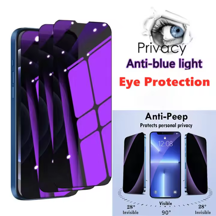 Protector de Pantalla de Vidrio Templado Anti Luz Azul para iPhone Protección de Ojos Clara - 1