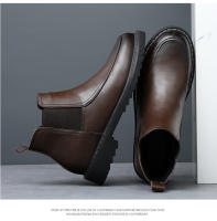 Botas Chelsea de cuero de vaca de gama alta botas de otoño e invierno de cuero genuino botas cortas británicas puntiagudas - details 19