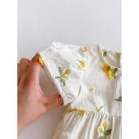 Pastoral niñas bebé bordado Floral mameluco de manga corta girasol mono infantil niño recién nacido ropa de bebé de una pieza - details 4