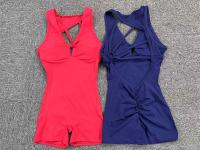 Ropa deportiva de verano para yoga para mujer, conjunto de entrenamiento de gimnasia, marrón y rojo, 2024 - details 1