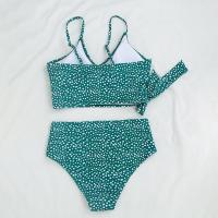 Bikini azul de lunares para mujer, traje de baño Sexy de cintura alta, bañador brasileño de realce con cordones, conjunto de Bikini 2021 - details 17