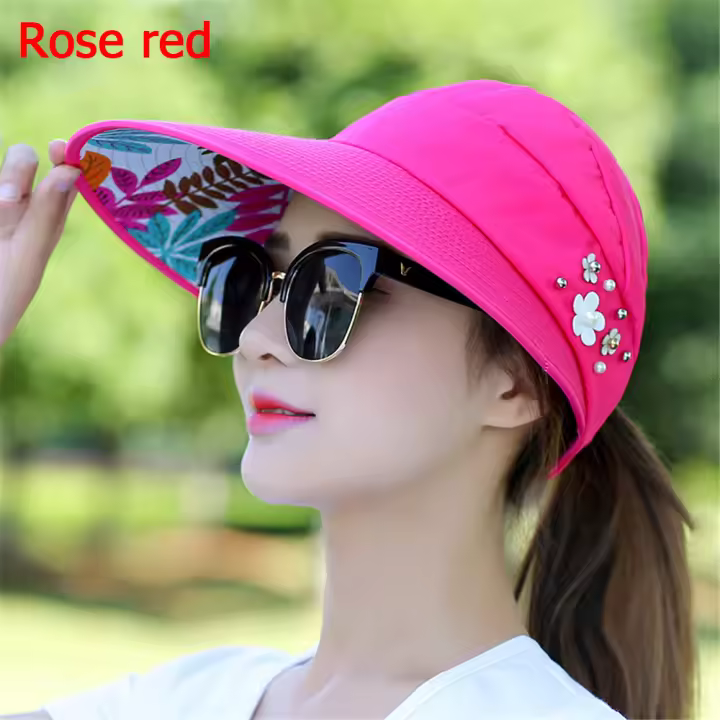 Moda para mujer señoras vacaciones de verano ala ancha sombrero para el sol plegable Anti-UV gorras con visera de playa sombreros casuales - 1