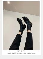 Nuevas botas cortas delgadas de piel de caballo lavada con punta cuadrada y tacón grueso - details 10