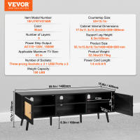 VEVOR soporte de TV de ratán para TV, soporte de TV Boho con puerta de ratán, centro de entretenimiento con enchufe incorporado y puertos USB - details 7