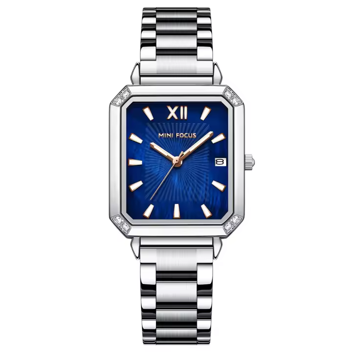 Reloj cuadrado mini de lujo para mujer con esfera de nácar, correa luminosa de acero inoxidable, reloj de moda, regalo para mujer - 1
