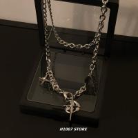 Collar de Acero Titanio con Estrella de Piedras Negras Estilo Hip-Hop y Streetwear Elegante - details 2