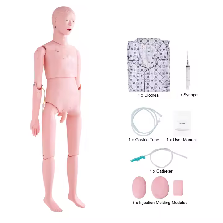 SucceBuy Maniquí de entrenamiento de enfermería, maniquí humano de demostración de tamaño real masculino para entrenamiento de enfermería, suministros de modelos de enseñanza educativa multifuncional - 1
