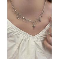 Collar con colgante de circonita de cristal cruzado para mujer y niña, accesorios de cadena de clavícula, joyería estética y2k - details 7