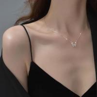 Exquisito Collar de Mariposa de Doble Capa Cadena de Clavícula de Plata Brillante - details 4