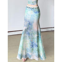 BUNO-Conjunto de vestido transparente con estampado Tie Dye para vacaciones, estilo playero, conjuntos sexys ajustados de 2 piezas, camisetas sin mangas, faldas trompeta de cintura baja - details 5