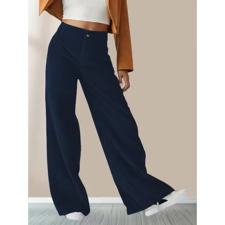 Nuevo artículo para mujer, pantalones largos de pana de cintura alta, informales, adelgazantes, con pierna recta, para mujer - 1