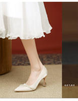 Nuevos y hermosos zapatos de boda de champán francés, nicho de las mujeres, temperamento de alta gama, barra de perlas, zapatos de dama de honor mitzvah, tacones altos. - details 2