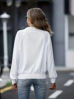 Chaqueta De Cuello Bandeo Para Mujer Con Cierre De Cremallera Y Estilo Deportivo Color Sólido Sudadera Suelta De Invierno - details 2
