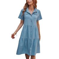 Vestido vaquero de manga corta de verano para mujer, vestidos de moda - details 6