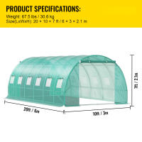 SucceBuy Invernadero con túnel de entrada, casa caliente portátil para plantas con aros de acero galvanizado, puertas con cremallera y ventanas enrollables - details 5