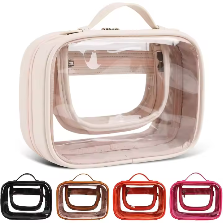 Bolsa de aseo transparente, organizador de maquillaje, bolsas de cosméticos de viaje de gran capacidad con asas, estuche de cosméticos impermeable, bolsas de aseo - 1
