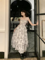 Vestido francés con tirantes florales, dulce y Súper Hada, con sentido del diseño de mujer, vestido de princesa de pastel de longitud media a larga, estilo Hepburn - details 1