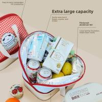 Bolsa de almuerzo de dibujos animados de doble capa, bolsa térmica aislada de gran capacidad para Picnic, bolsa de mano aislada a prueba de fugas para niñas - details 4