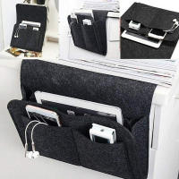 Organizador de fieltro para almacenamiento de cama, bolsa antideslizante para cama, sofá colgante lateral, Control remoto, bolsillos - details 2