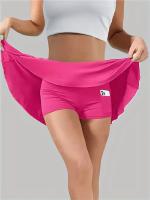 Falda pantalón deportiva para mujer con bolsillo para teléfono, falda pantalón deportiva con dobladillo plisado, tejido elástico de secado rápido para tenis, golf, yoga, baile, ropa deportiva informal - details 15