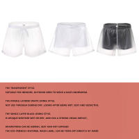Traje de baño transparente para hombre, bañadores de playa para hombre, traje de baño Sexy para nadar, ropa de playa de PVC, pantalones cortos, pantalones cortos, traje de baño impermeable - details 0