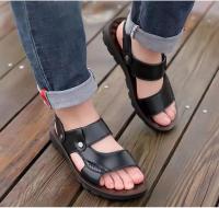 Sandalias de cuero suave de verano para hombre, sandalias antideslizantes informales con punta abierta para exteriores, sandalias deportivas cómodas para playa - details 16