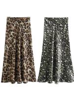 TRAFZA-Falda larga de satén con estampado de leopardo para mujer, faldas Midi de cintura alta, pliegues Vintage, ropa de calle informal, moda de verano - details 1
