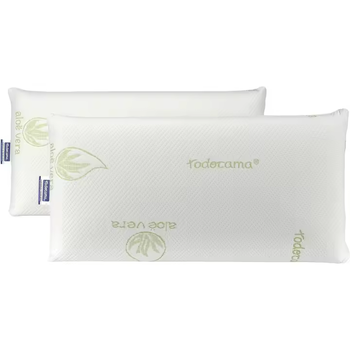 Almohada viscoelástica, núcleo Compacto. Funda Doble con Cremallera. Tejido Aloe Vera Plus. Adaptabilidad termorregulable al Cuello. (Paquete de 2 Unidades - 70 cm) - 1