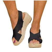Sandalias de cuña cómodas para mujer, zapatos informales de playa antideslizantes, estilo plataforma con punta abierta, para verano - details 0