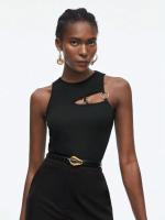 Camiseta casual negra sin mangas para mujer, top Y2K, regalo para mujer - details 2
