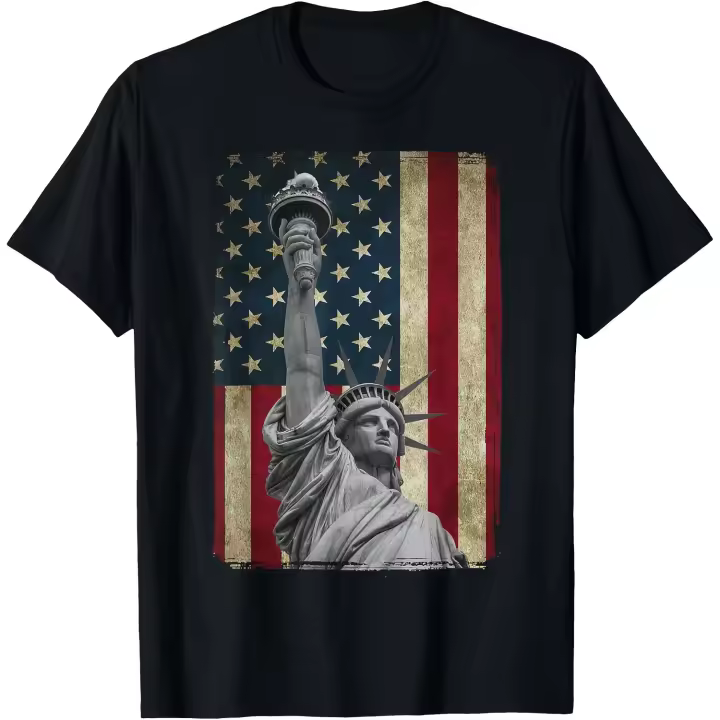 Camiseta con bandera americana y Estatua de la libertad de EE. UU., camiseta para hombre - 1
