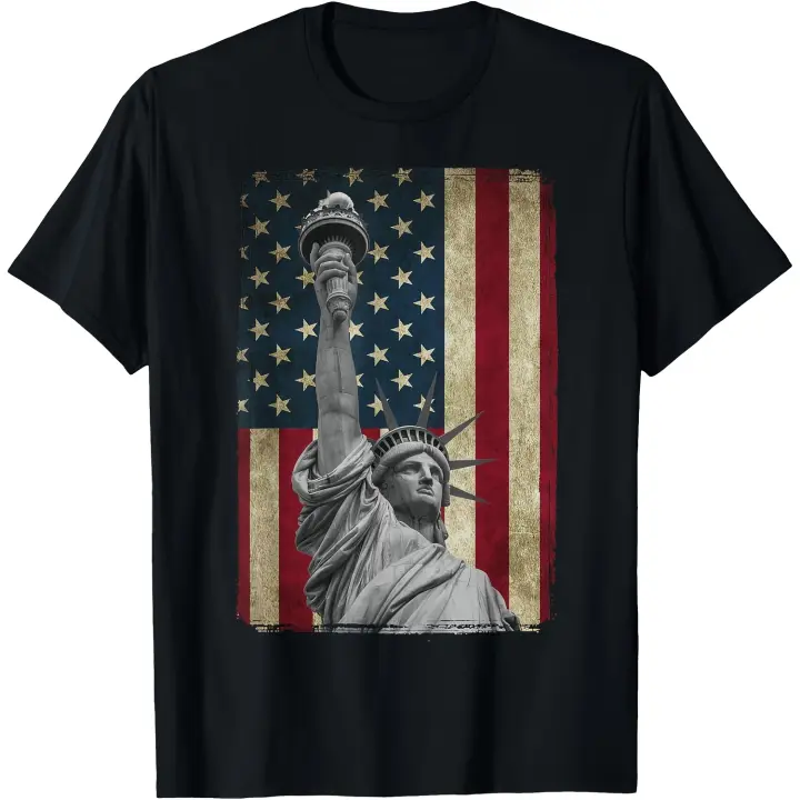Camiseta con bandera americana y Estatua de la libertad de EE. UU., camiseta para hombre - 1