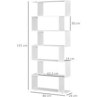 Estanteria Libreria 6 Estantes Madera Forma S 80x24x191 cm Estantes Color Blanco - details 2