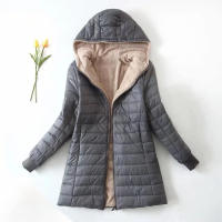 Chaqueta de invierno para mujer, nueva longitud media, edición coreana, con capucha, abrigo de algodón polar, Parkas cálidas de lana de cordero, chaquetas de invierno - details 1