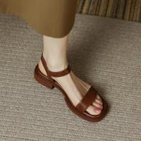Sandalias de Mujer 2025 Estilo Sofisticado Transpirable con Tacón Bajo Piel Ecológica Certificada - details 1